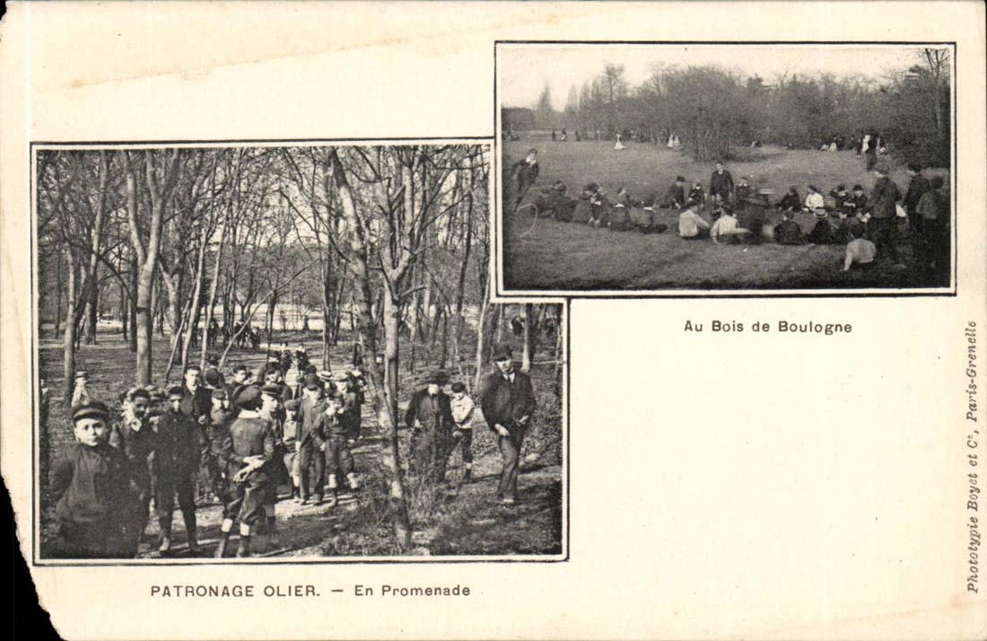 Fantaisie - Enfants - Patronage Olier - En Promenade - Au Bois de Boulogne CPA 