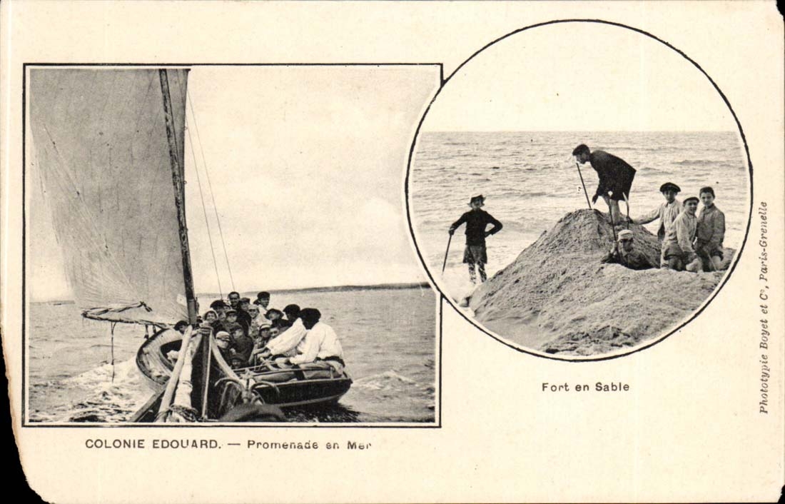 Fantaisie - Enfants - Colonie Edouard - Promenades en Mer - Fort a Sable CPA 