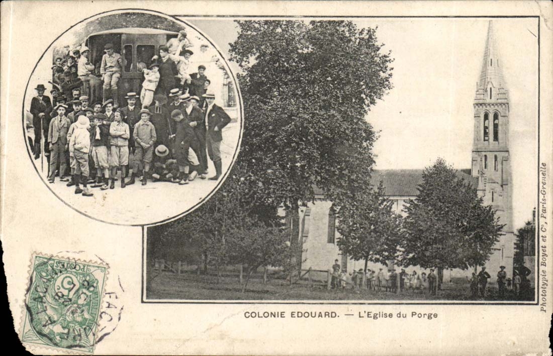 Fantaisie - Enfants - Colonie Edouard - L'Eglise du Porge CPA 