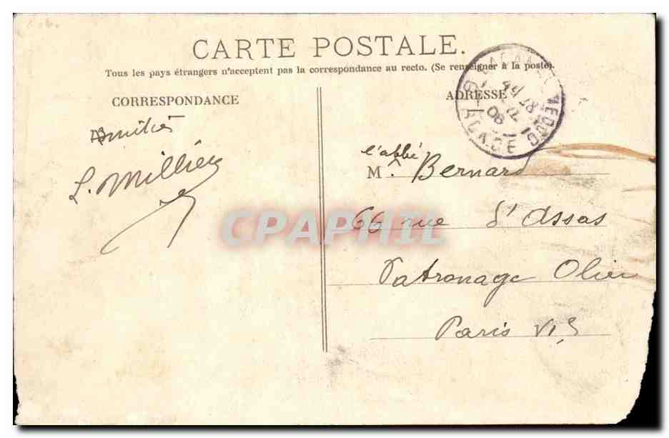 Fantaisie - Enfants - Colonie Edouard - L'Eglise du Porge CPA  — Rückseite