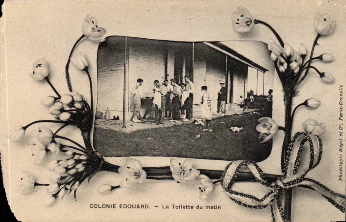 Fantaisie - Enfants - Colonie Edouard - La Toilette du Matin - fleurs CPA 