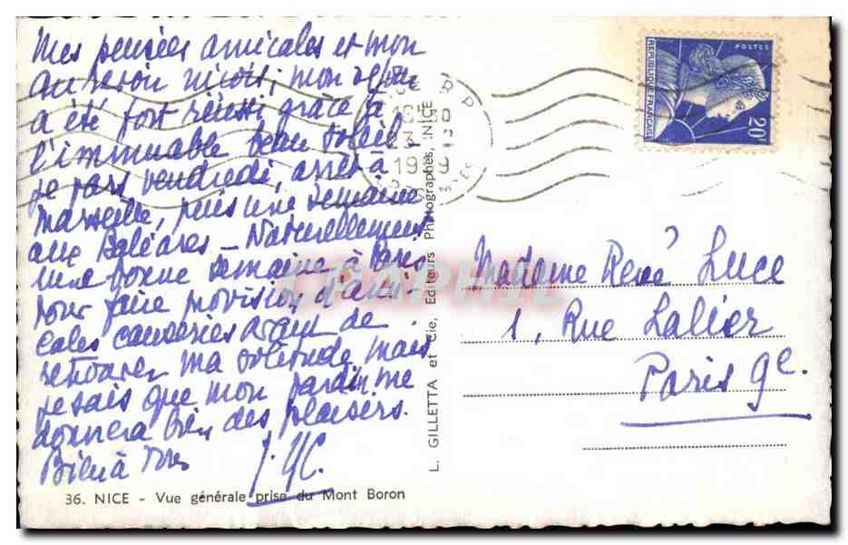 Nice CPA Vue generale prise du Mont Boron — Rückseite