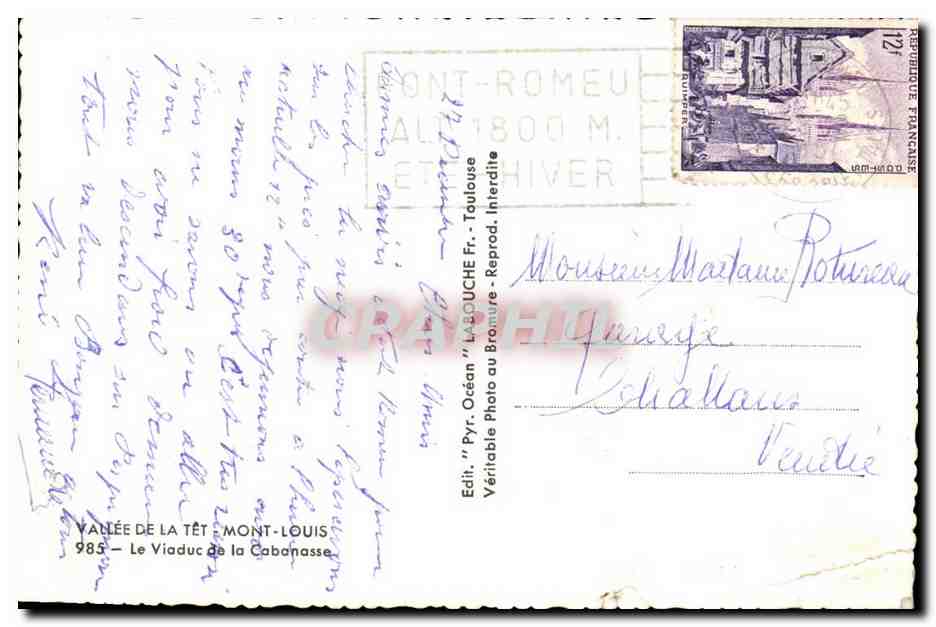 Viaduc de la Cabanasse — Vallée de la Têt — Mont-Louis — Édit. 'La Bouche' — Reverso