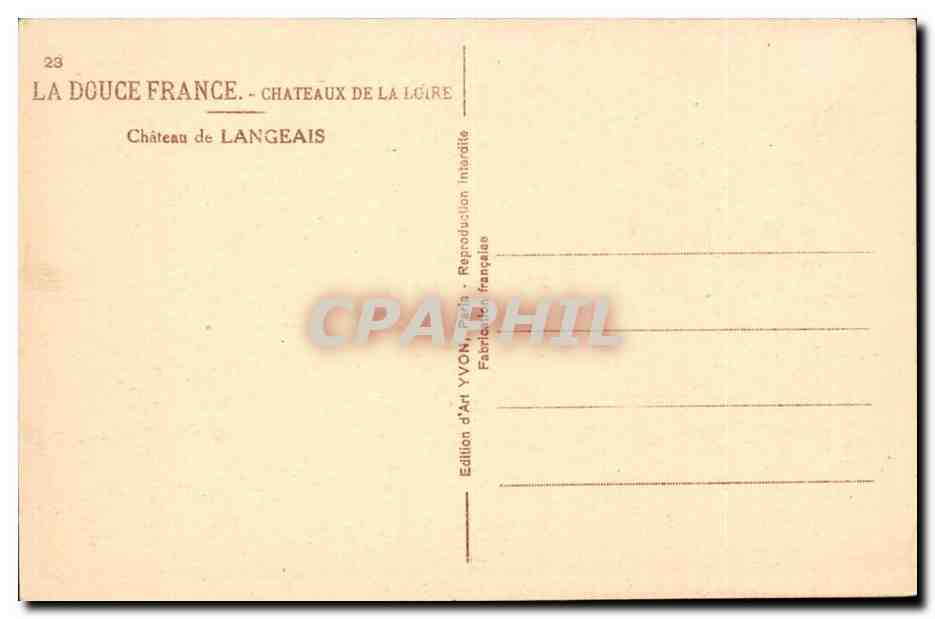 Langeais - Le Chateau XV siecle Ou fut celebre le mariage de Charles VIII avec Anne de Bretagne - CPA  — Rückseite