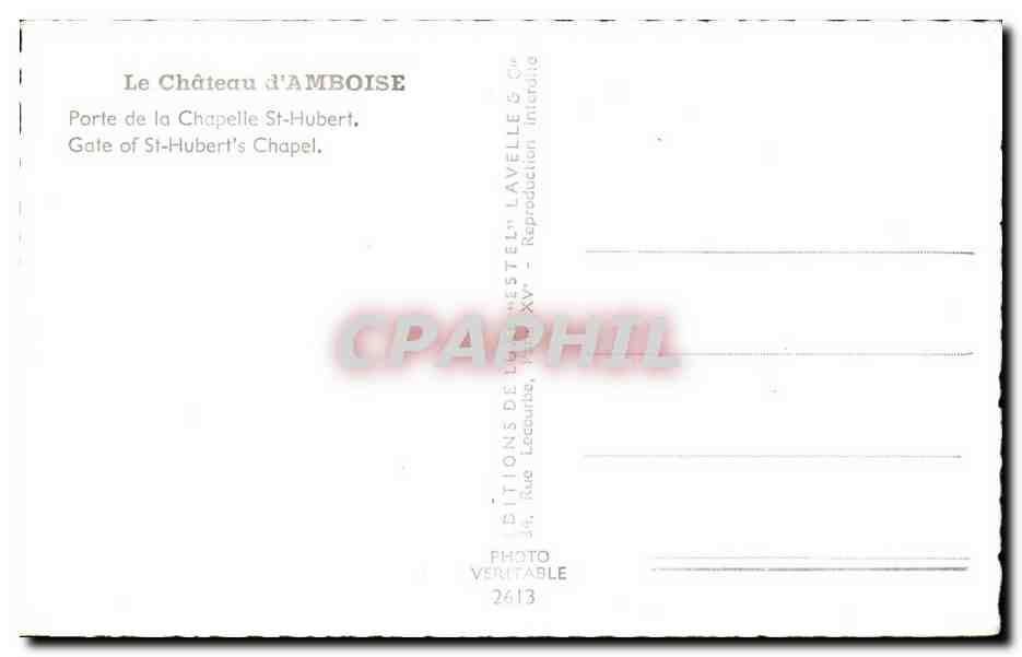 Amboise - Le Chateau - Porte de la Chapelle St Hubert - CPA  — Rückseite