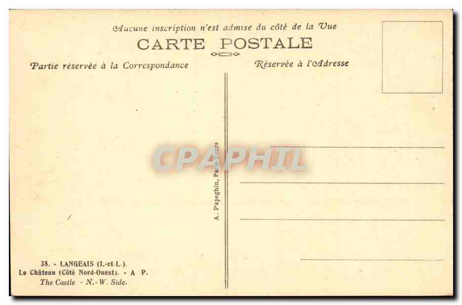 Langeais - Le Chateau Cote Nord Ouest - CPA  — Rückseite