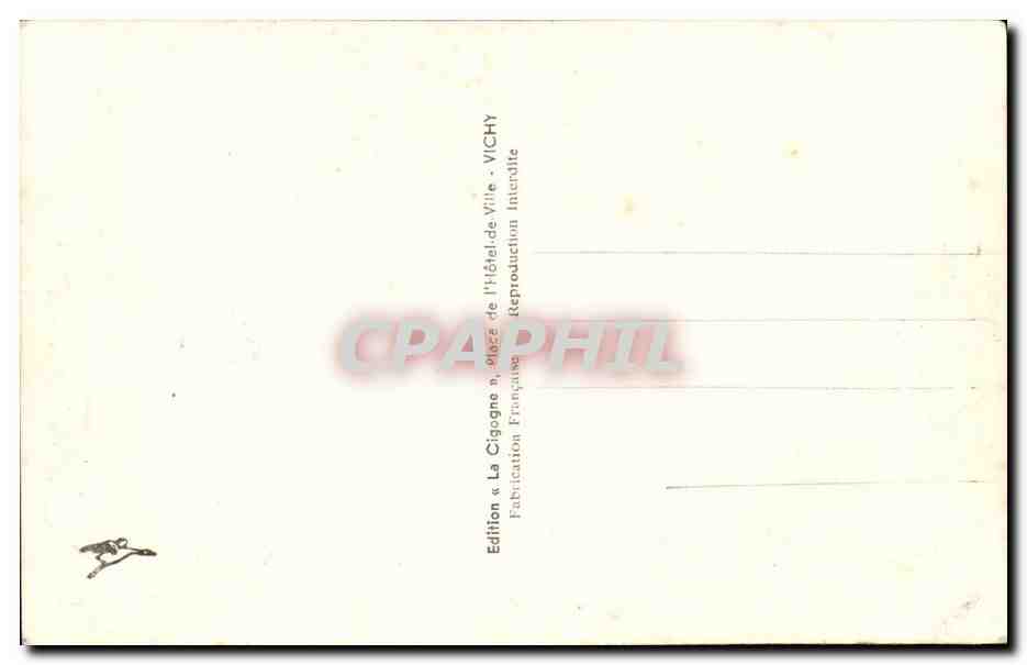 Vichy - Source de la Grande Grille temperature 41 debit 3000 litres a l'heure - CPA  — Verso