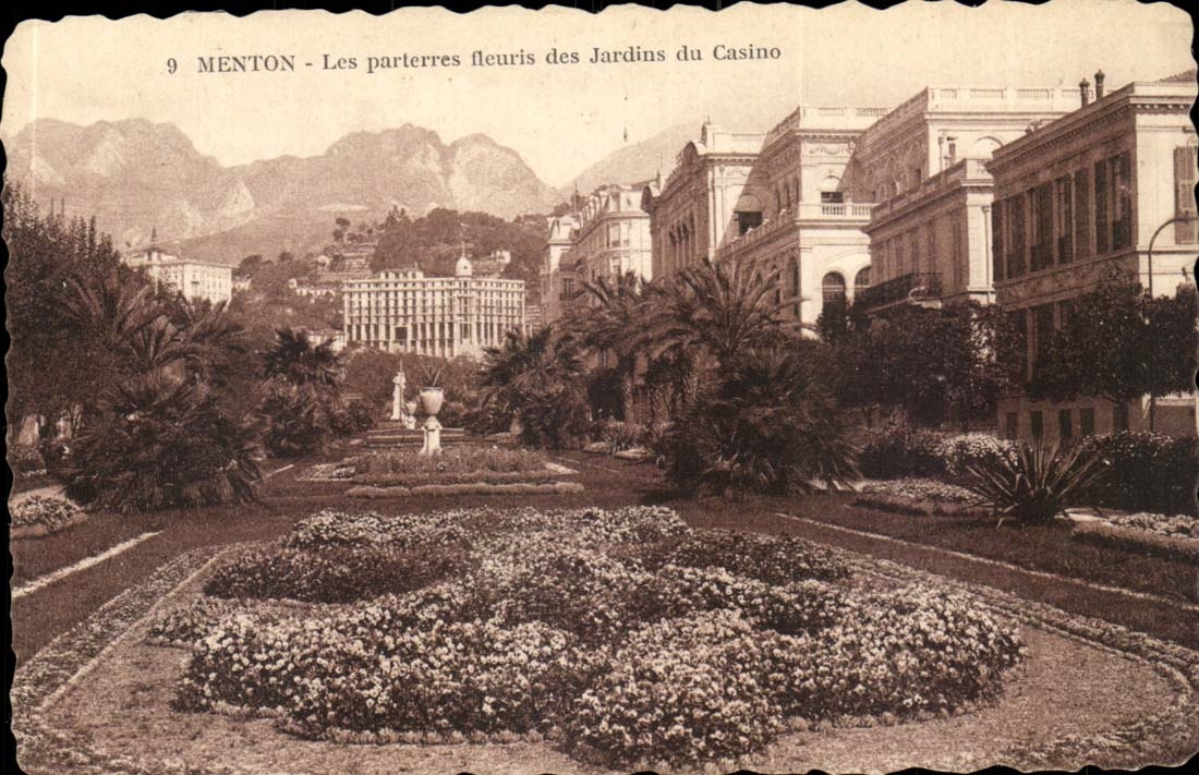 Menton - Les Parterres fleuris des Jardins du Casino - CPA 