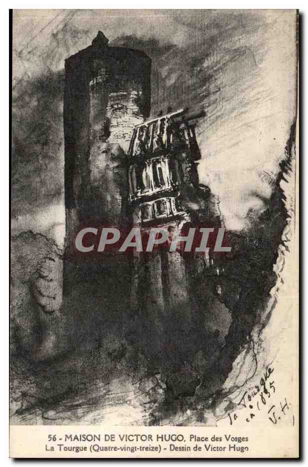 Paris - 3 - Maison de Victor Hugo Place des Vosages - La Tourgue - dessin de Victor Hugo - CPA 