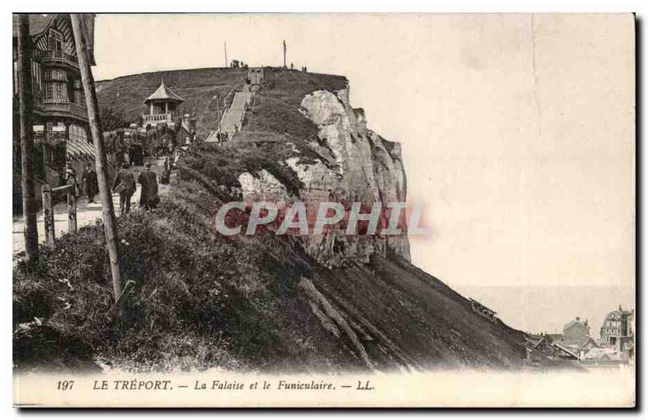 Le Treport CPA La falaise et le funiculaire