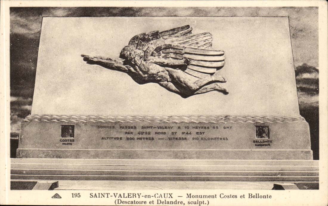 ST Valery en CAux CPA Monument Costes et Bellonte (aviation aviateurs)