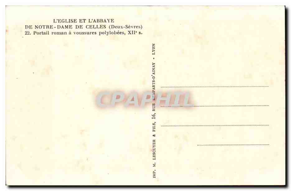 CPA l'eglise et la chapelle de Notre Dame de CElles portail roman a voussures polylobees — Rückseite