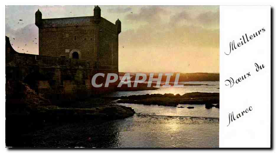 Maroc CPA Essaouira Crepuscule sur les remparts