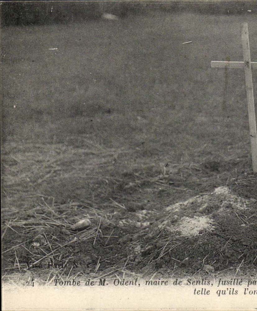 Senlis CPA Tombe de M Odent parie de Senlis fusille par les Prussiens dans la plaine de chamont 