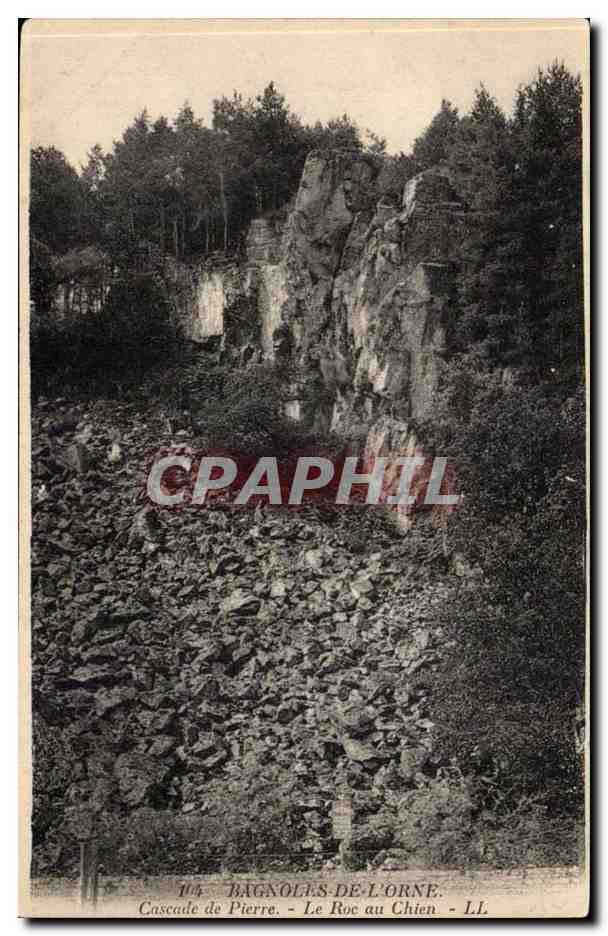 Bagnoles de l'orne CPA Cascade de pierre Le roc au chien