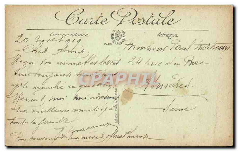 Arras CPA Le sommet du beffroi (lion) — Rückseite