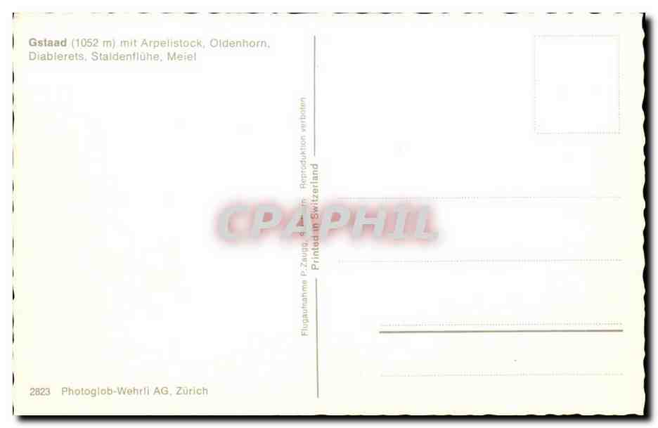 Suisse Gstaad CPA mit Arpelstock Oldenhorn Diablerets Staldenfluhe Meiel — Rückseite