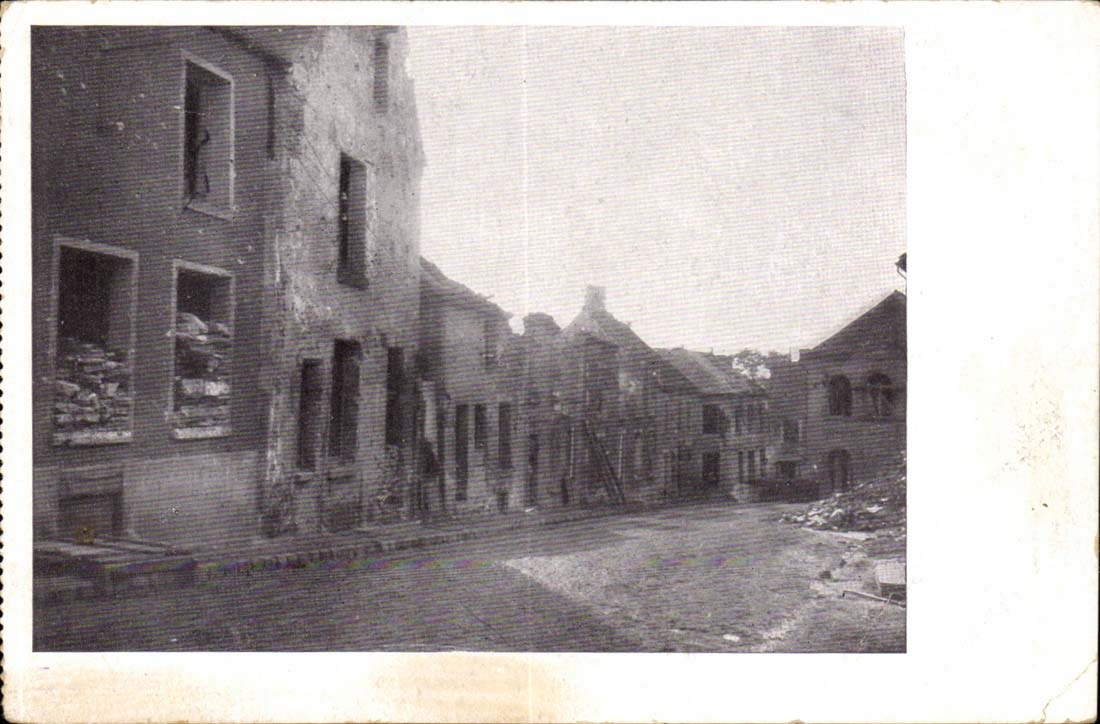 Vue de rues dévastées — Feldpostkarte — Fréteval, 5 mars 1916