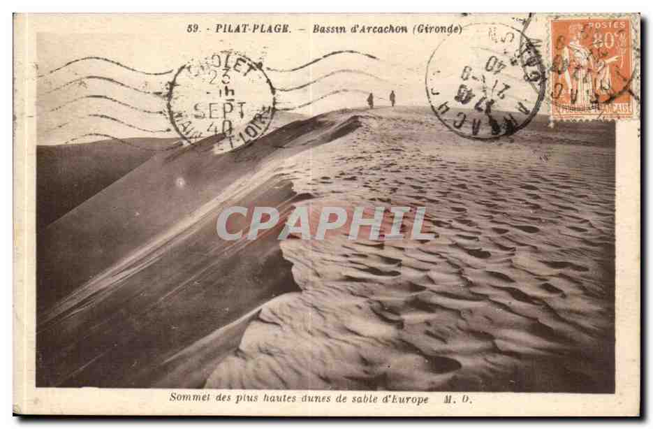 Pilat-Plage — Bassin d'Arcachon (Gironde) — M. O. — Sommet des plus hautes dunes de sable d'Europe