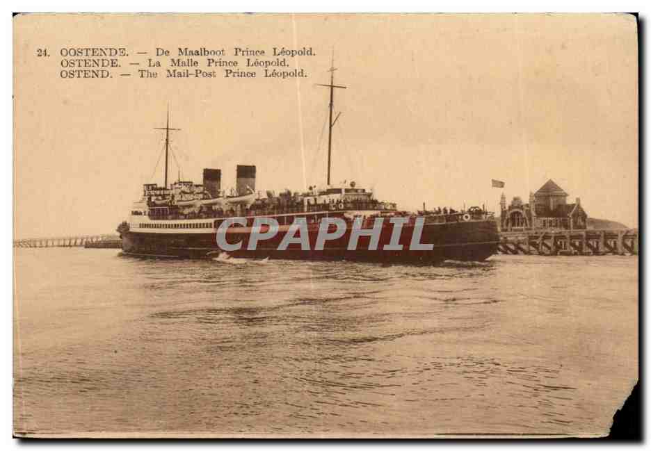 Belgique Belgie Ostende CPA La malle Prince Leopold (bateau)