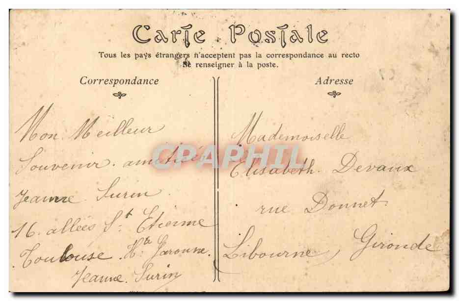 Toulouse CPA Vue prise sur les Jacobins — Rückseite