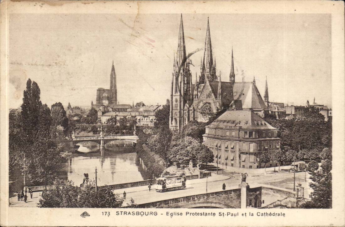 Strasbourg CPA Eglise protestante St Paul et la cathedrale