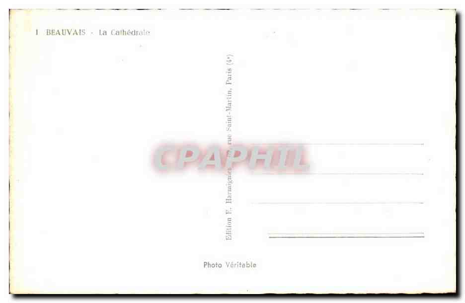 Beauvais CPA la cathedrale (automobiles animee) — Rückseite