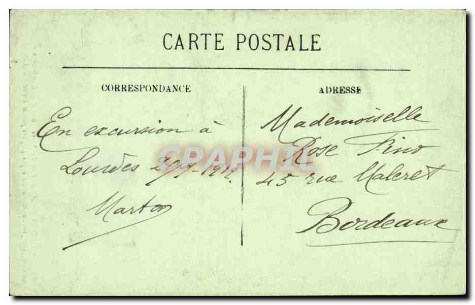 Lourdes CPA Apparition du Sacre Coeur a la bienheureuse Marguerite MArie Alcaoque (offert par le diocese d'Autun) — Verso