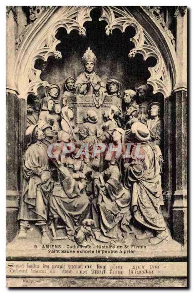 Amiens - Cathédrale - Histoire de St Firmin — Saint Sauve exhorte le peuple à prier