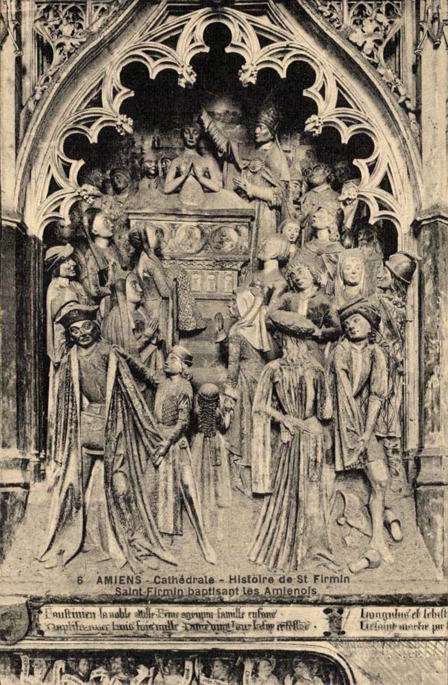 Amiens CPA La cathedrale Histoire de St Firmin Saint Firmin baptisant les Amienois
