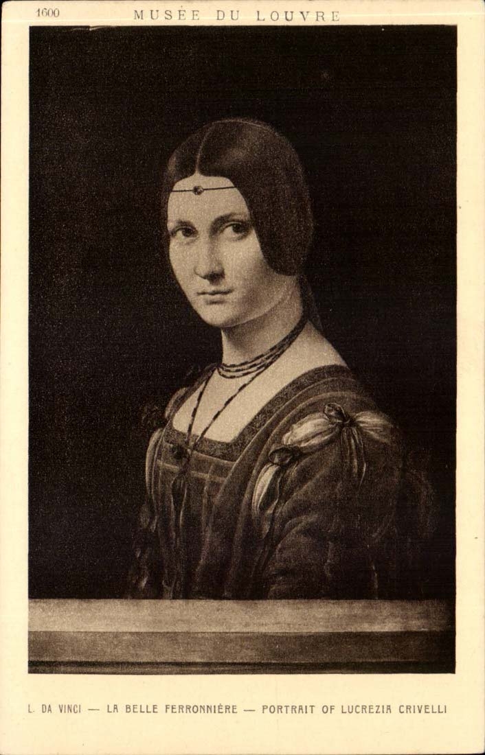 Musee du Louvre CPA Leonard de Vinci La belle Ferroniere Portrait de Lucrecia Crivelli