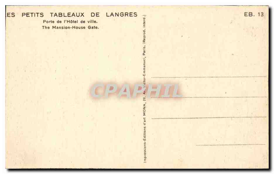 Tor der Stadtverwaltung — Langres — Kunstausgabe Mona — Rückseite