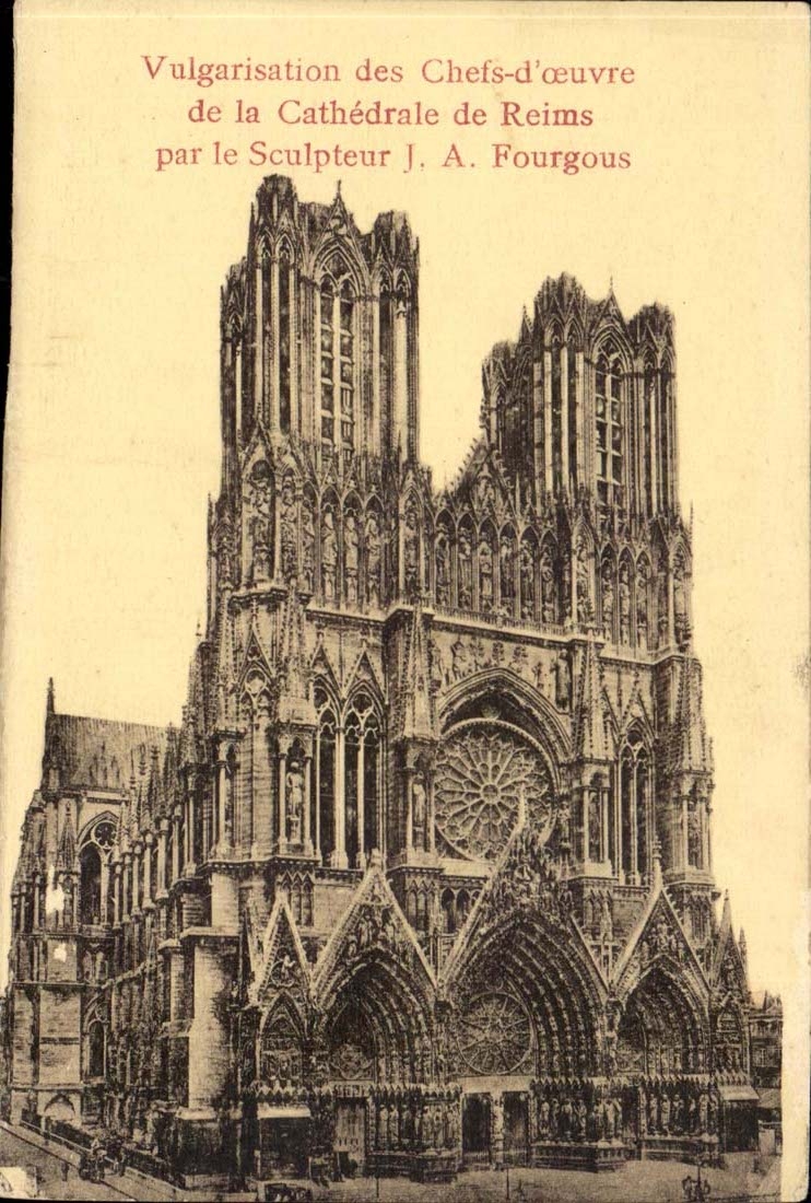Reims - Vulgarisation des Chefs d'oeuvre de la Cathedrale de Reims par le sculpteur Fourgous - CPA 