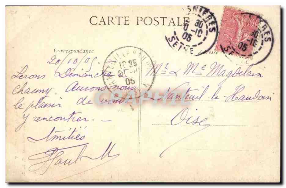 Rotonde dans la Galerie de Peinture — Château de Chantilly — C. L. C. n°19 — Rückseite
