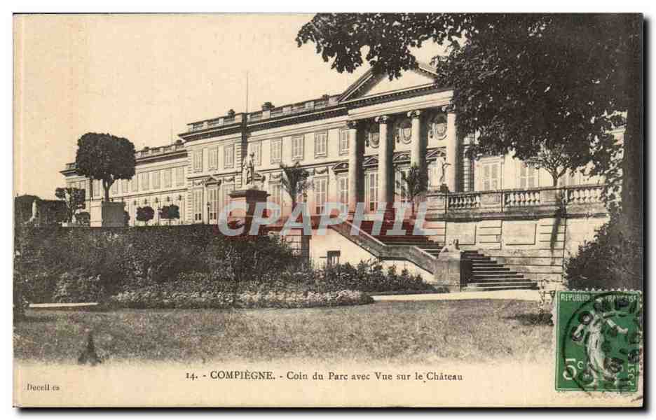 Compiegne - Coin du Parc avec Vue sur le Chateau - CPA 