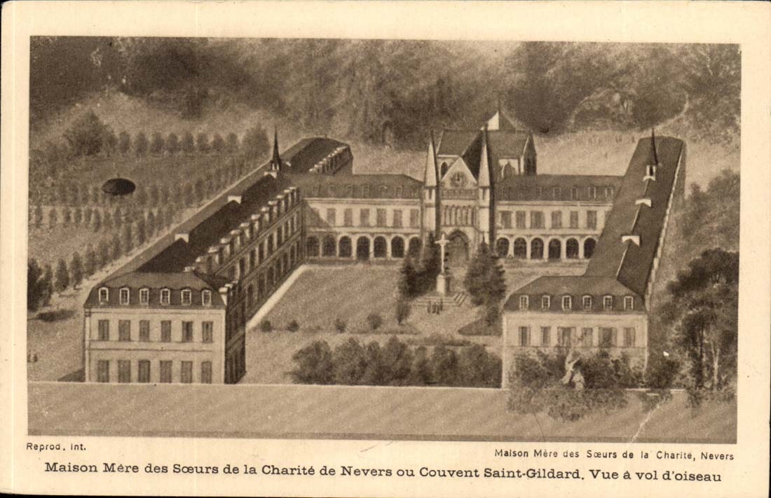 Maison Mère des Sœurs de la Charité de Nevers ou Couvent Saint-Gildard — Vue à vol d’oiseau — Reprod. Int.
