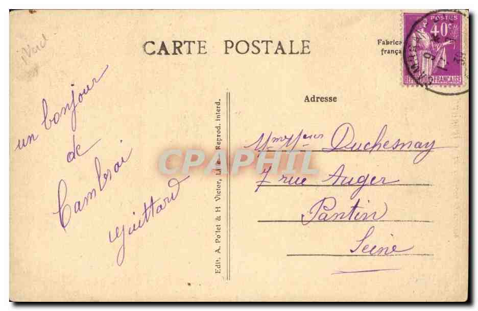 Cambrai - Le Tombeau de Fenelon - CPA  — Rückseite