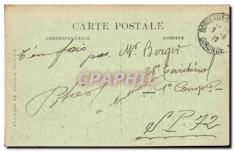 Bordeaux - Le Pont - CPA  — Verso