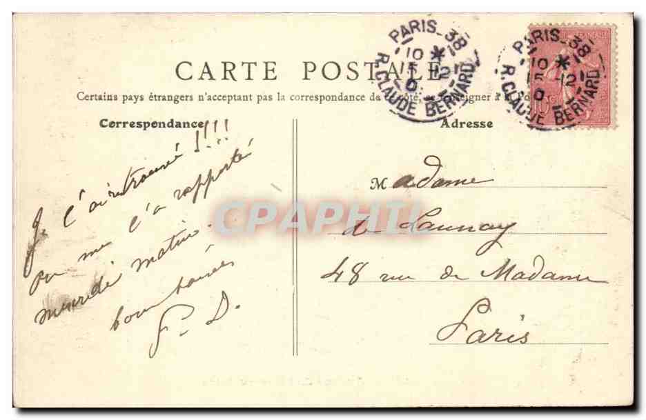 Paris 14- Avenue de l'Observatoire - CPA  — Rückseite