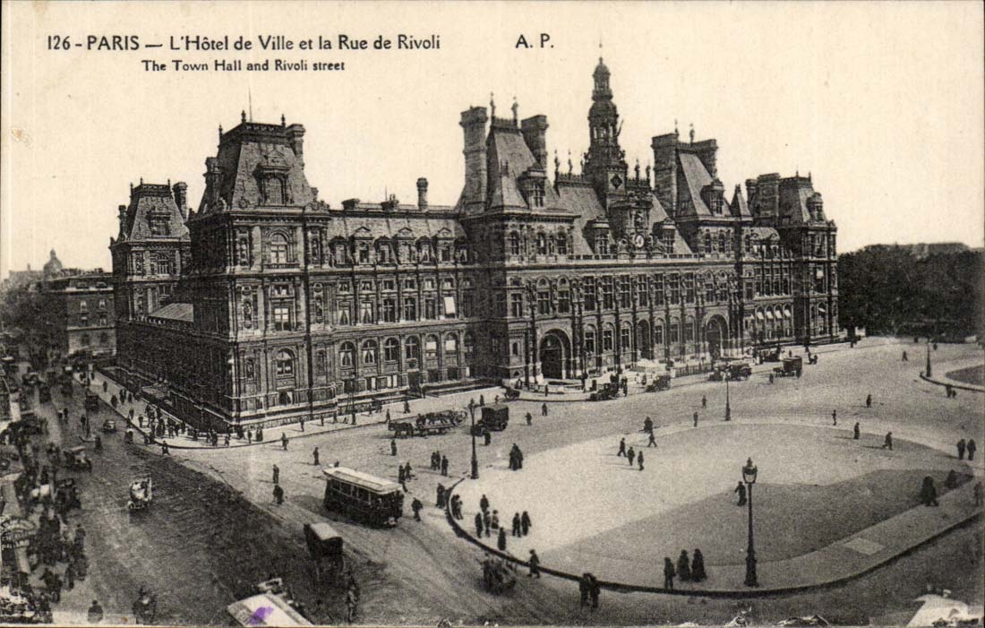 Paris 1 - L'Hotel de Ville et la Rue de Rivoli - CPA 