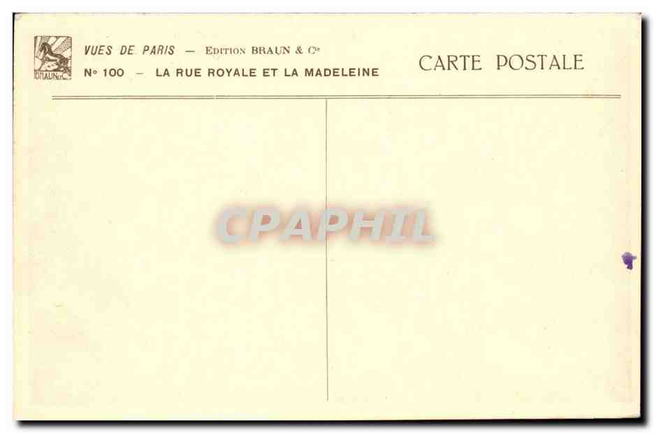 Paris 8- La Rue Royal et La Madeleine - CPA  — Verso
