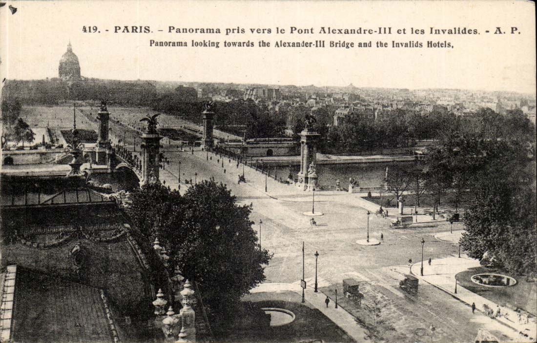 Paris 7 - Panorama prise ver le Pont Alexandre III et les Invalides - CPA 