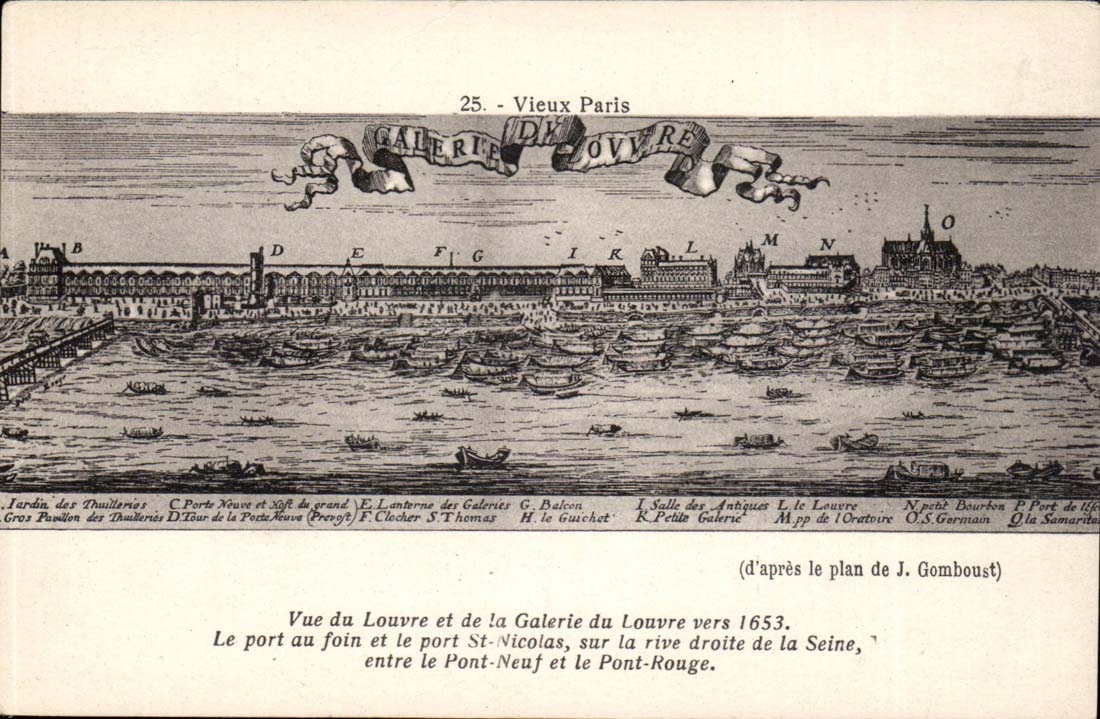 Paris - 1 - Le Louvre Vieux Paris Vue du ouvre et la Galerie vers 1653 Le Port au foin - CPA 