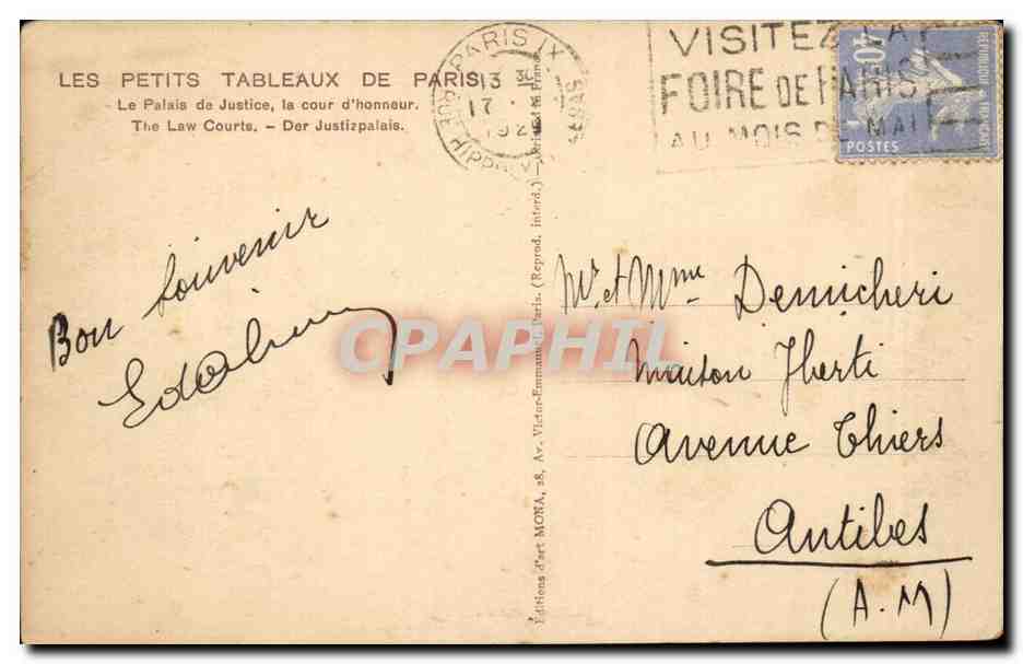 Paris - Le Palais du Justice - la Cour d'honneur - The law courts - CPA  — Rückseite