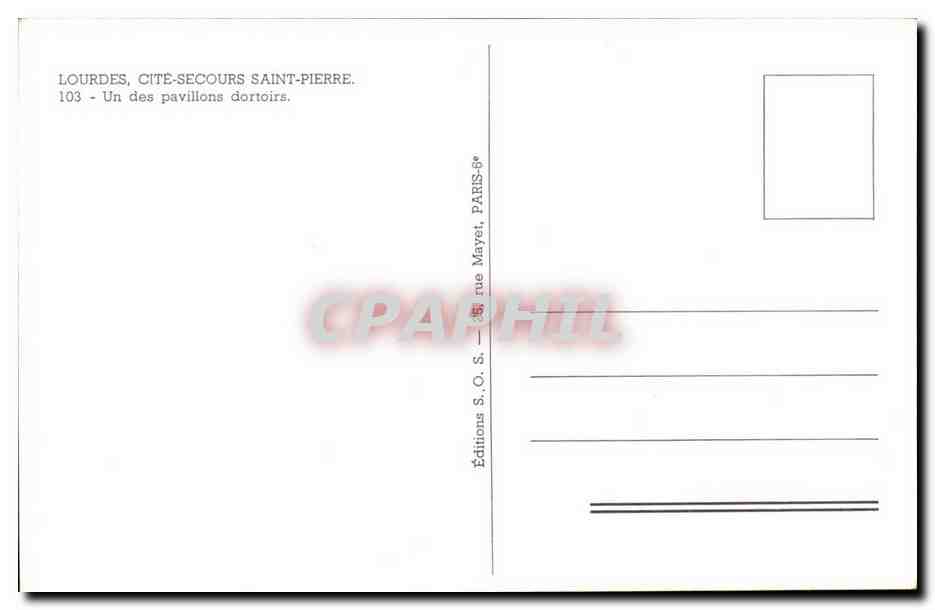 Lourdes - Cite Secours Saint Pierre la Chapelle - Un des Pavillons dortoirs - CPA  — Verso
