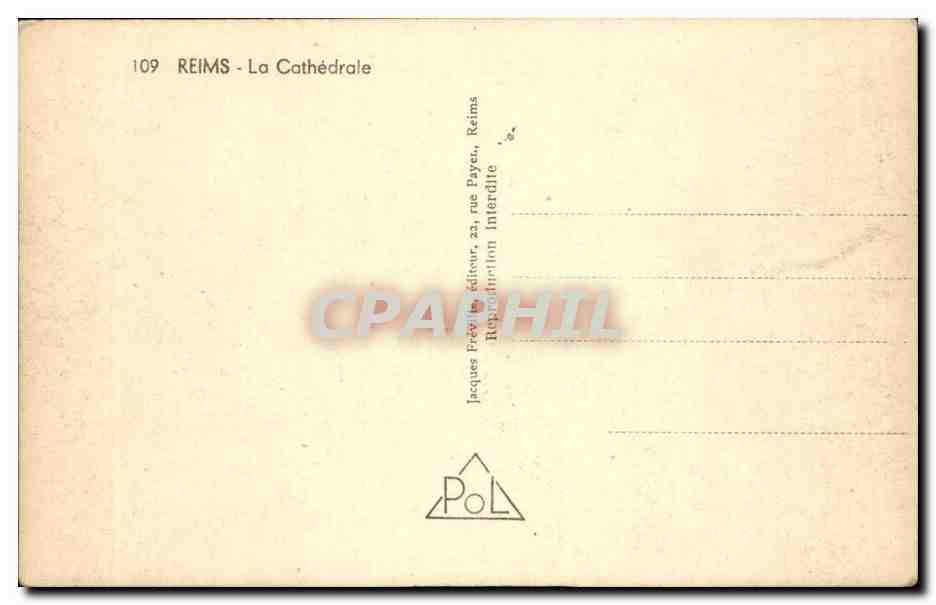 Reims - La Cathédrale — Jacques Préville, Reims — Verso