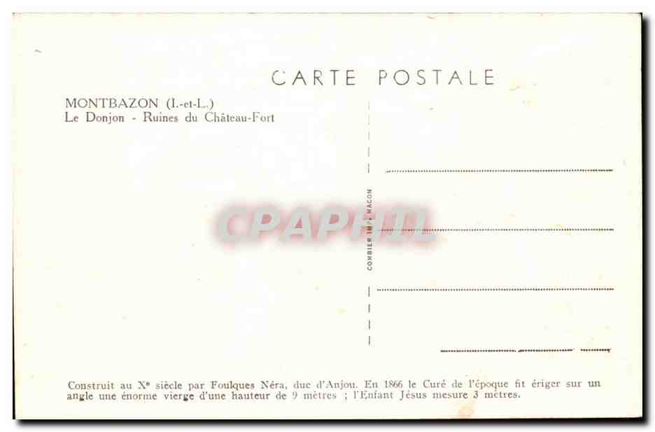 Montbazon - Le Donjon - Ruines du chateau Est - CPA  — Rückseite