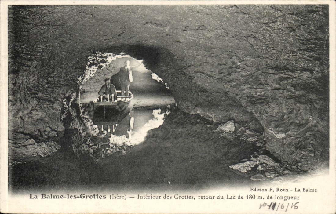 La Balme-les-Grottes (Isère) — Innenansicht der Höhlen, Rückseite des Sees 180 m lang — Edition F. Roux