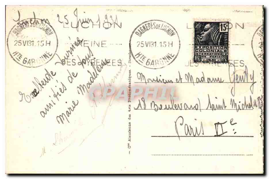 Luchon - Le Buste de Rostand — éditeur 'Les Pyrénées' n°41 — Verso