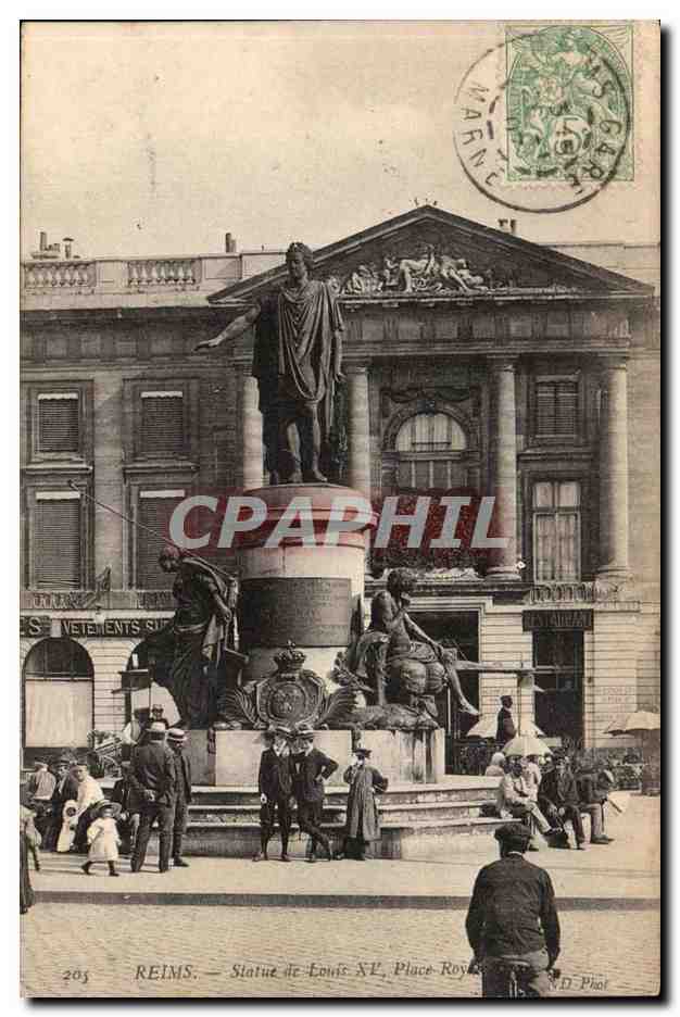 Reims - Statue de Louis XV Place Royal - CPA 